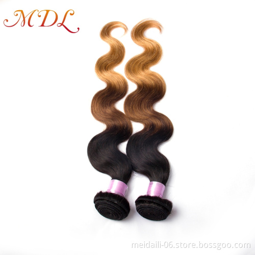Hot Sale 1b 4 30 ombre color body wave hair bundles 3 tone human hair 1b 4 30 body wave hair